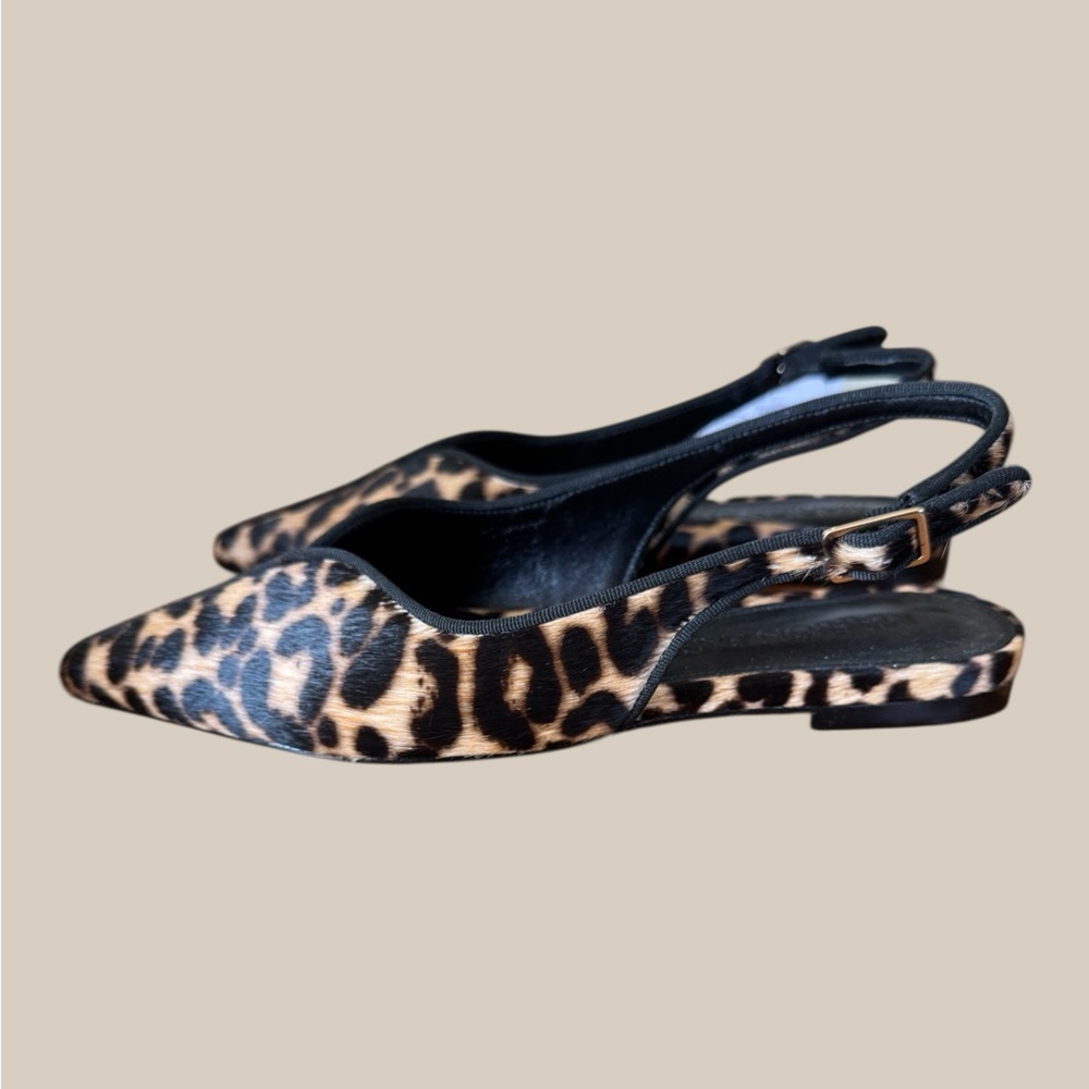 Marion Parke NWT Leopard Pony Hair Slingback Flats - Picture 2 of 4